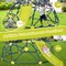 Kids Climbing Dome With Slide Outdoor Playset Steel Frame Fabric Platform